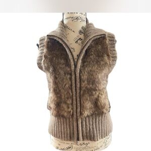 Y2K Brown Fur Knit Vest